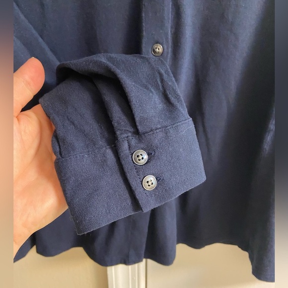 J Jill button front top navy blue long sleeves Medium Petite - Picture 5 of 7